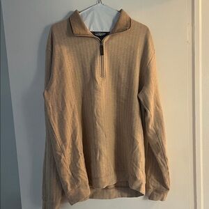 Men's Beige Zip-Up Sweater